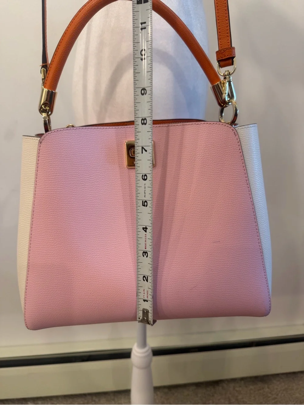 kate spade Pink, White & Tan Leather Top-Handle Shoulder Bag - Picture 3 of 6